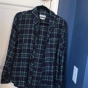 green, navy blue, and white treasure & bond flannel